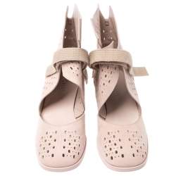 Chanel Beige Laser Cut Suede Velcro Ankle Boots Size 39.5