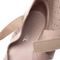 Chanel Beige Laser Cut Suede Velcro Ankle Boots Size 39.5