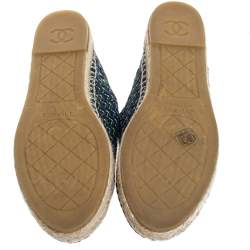 Pre Owned حذاء إسبادريل شانيل CC مقدمة خضراء تويد و جلد متعدد الألوان مقاس 41