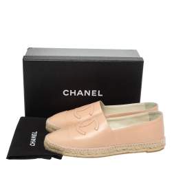 Chanel Beige Leather CC  Espadrille Flats Size 42