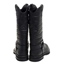 مملوكة مسبقًا Chanel Black Leather Star Harness CC Mid Calf Boots Size 39