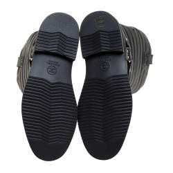 مملوكة مسبقًا Chanel Black Leather Star Harness CC Mid Calf Boots Size 39