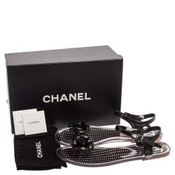 Pre Owned Chanel Black/White Jelly Camellia Flower Ankle Strap Sandals Size 41