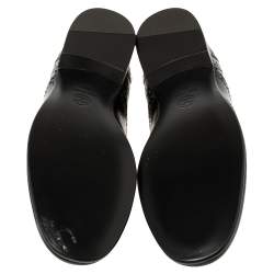 Pre Owned حذاء أكسفورد شانيل رباط علوي جلد بروغي لامع أسود مقاس 38