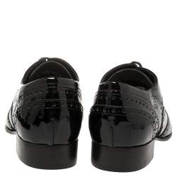 Pre Owned حذاء أكسفورد شانيل رباط علوي جلد بروغي لامع أسود مقاس 38