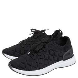 Pre Owned Chanel Black Mesh And Knit Fabric CC Sneakers Size 38