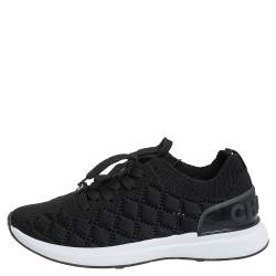 Pre Owned Chanel Black Mesh And Knit Fabric CC Sneakers Size 38