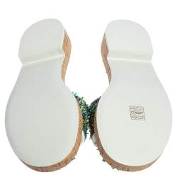 Pre Owned Chanel Multicolor Tweed And Leather Slide Sandals Size 39.5