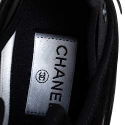 Pre Owned Chanel Black Suede And Nylon CC Low Top Sneakers Size 36