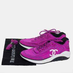 Chanel Purple Neoprene CC Low Top Sneakers Size 39
