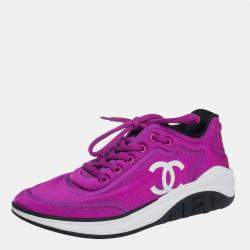 Chanel Purple Neoprene CC Low Top Sneakers Size 39