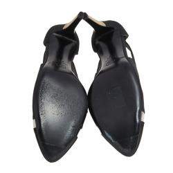 مملوكة مسبقًا حذاء كعب عالي شانيل قماش أسود مقدمة غطاء CC مقاس 41.5 