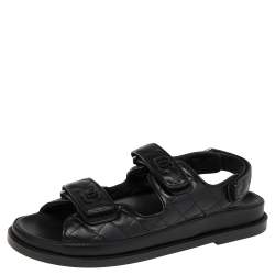 Chanel Black Quilted Leather Dad Sandals Size  Chanel | TLC