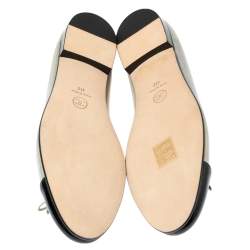 مملوكة مسبقًا Chanel /Grey/Black Iridescent Patent Leather CC Bow Cap Toe Ballet Flats Size 41