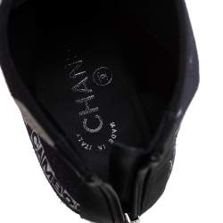 Chanel Multicolor Logo Printed Suede and Fabric CC Cap Toe Ankle Boots Size 37