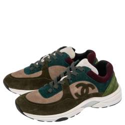 Pre Owned حذاء رياضي شانيل رباط علوي سويدي متعدد الألوان مقاس 38