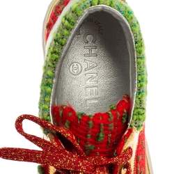 Pre Owned حذاء رياضي شانيل سي سي جلد وتويد متعدد الألوان مقاس 36