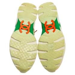 Pre Owned حذاء رياضي شانيل سي سي جلد وتويد متعدد الألوان مقاس 36