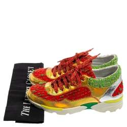 Pre Owned حذاء رياضي شانيل سي سي جلد وتويد متعدد الألوان مقاس 36