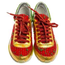 Pre Owned حذاء رياضي شانيل سي سي جلد وتويد متعدد الألوان مقاس 36