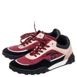 Pre Owned Chanel Multicolor Suede, Leather and Nylon CC Low Top Sneakers Size 39