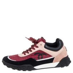 Pre Owned Chanel Multicolor Suede, Leather and Nylon CC Low Top Sneakers Size 39