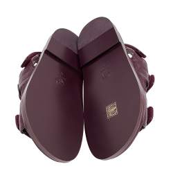 مملوكة مسبقًا Chanel Burgundy Quilted Leather CC Velcro Flat Sandals Size 38
