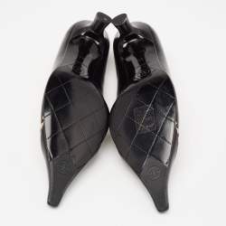 Pre Owned حذاء كعب عالي شانيل جلد أسود/بيج مقدمة مدببة مقاس 39