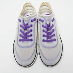 Chanel Purple/White Net And Fabric Lyrca Logo Trainers Sneakers Size 39