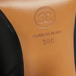 Chanel Black Leather CC Ankle Length Boots Size 38