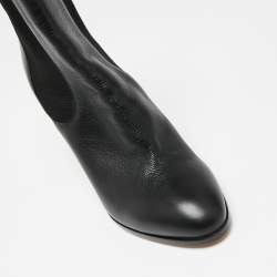 Chanel Black Leather CC Ankle Length Boots Size 38