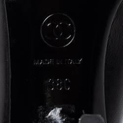 Chanel Black Leather Camellia Slingback Sandals Size 38