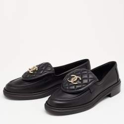 chanel black slip on shoes
