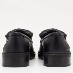 Pre Owned Chanel Black Quilted Leather CC Turnlock Loafers Size 37