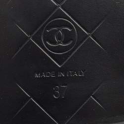 Pre Owned Chanel Black Quilted Leather CC Turnlock Loafers Size 37