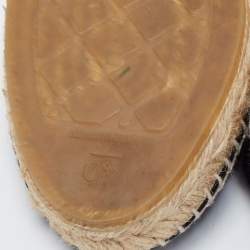 Pre Owned Chanel Pink/Black Printed Canvas and Fabric CC Cap-Toe Flat Espadrilles Size 40