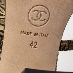 Pre Owned Chanel Black Leather Chain Strappy Ankle Strap Sandals Size 42