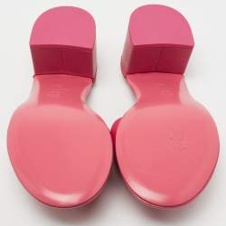 مملوكة مسبقًا Chanel Pink  Leather CC Embraided Slide Sandals Size 38