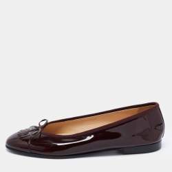 Patent leather flats Chanel Burgundy size 37 EU in Patent leather - 29978917