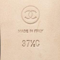 مملوكة مسبقًا Chanel Metallic Bronze/Black Leather and Canvas Ballet Flats Size 37.5