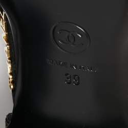 Chanel Black Sequins and Canvas CC Cap Toe Mary Jane Flats Size 39