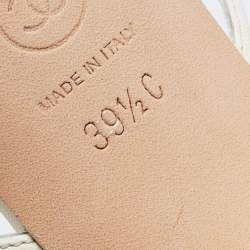 Pre Owned Chanel White Leather Chain Sandals Size 39.5 