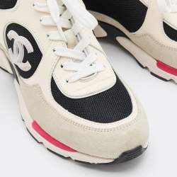 مملوكة مسبقًا Chanel Multicolor Suede and Mesh CC Low Top Sneakers Size 37.5