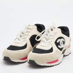 مملوكة مسبقًا Chanel Multicolor Suede and Mesh CC Low Top Sneakers Size 37.5