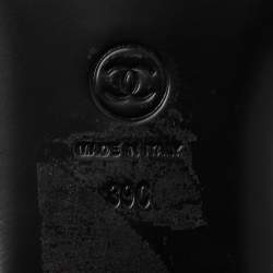 مملوكة مسبقًا Chanel Black Leather CC Flat Slides Size 39