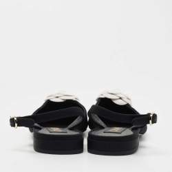 Chanel Black Quilted Canvas CC Camelia Slingback Flats Size 39