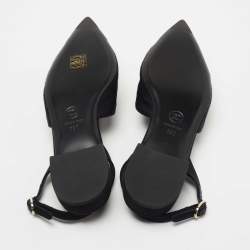 Chanel Black Quilted Canvas CC Camelia Slingback Flats Size 39