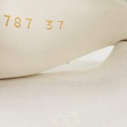 Pre Owned Chanel White Tweed CC Camellia Flat Slides Size 37