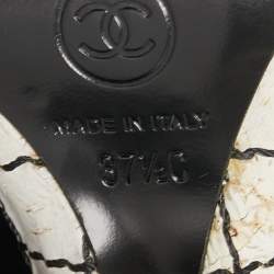 Chanel Black Leather Camellia Ankle Boots Size 37.5