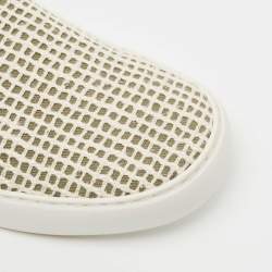 Pre Owned Chanel Green/White Canvas and Mesh  Slip On Sneakers Size 40